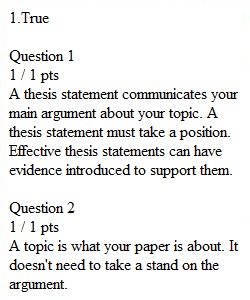 Module 02 Review Quiz - Topic vs. Thesis